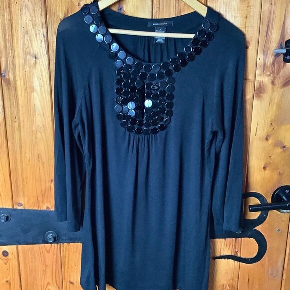 BCBGMaxAzria Black Top with Heavy Ornate Beading | Medium - Picture 9 of 10